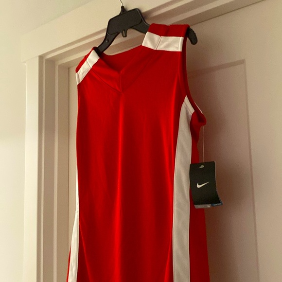 NWT [Nike] Dri-Fit Basketball Performance Sleeveless Jersey Red w/ White - Picture 3 of 11